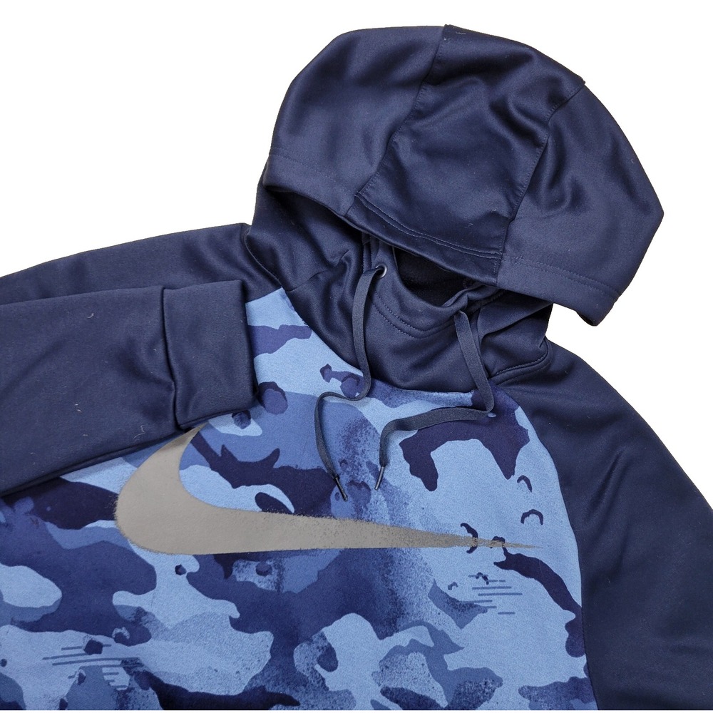 Nike Dri Fit Mens Small Tall Blueโ Camo Hoddie Sweatshirt Long Sleeve Drawstring